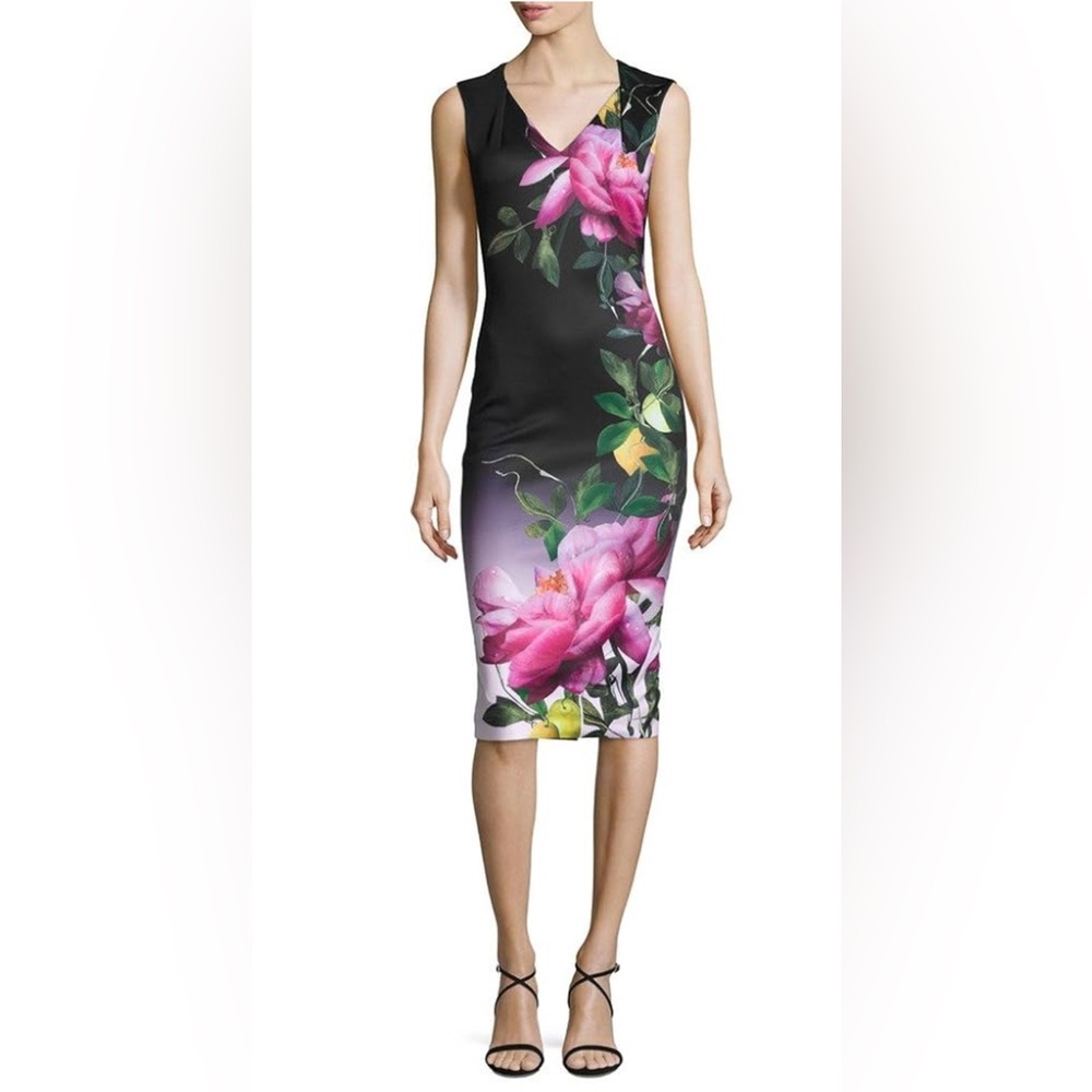 Ted Baker Oldiva Citrus Bloom Midi - Size 3 (~ US size 8)